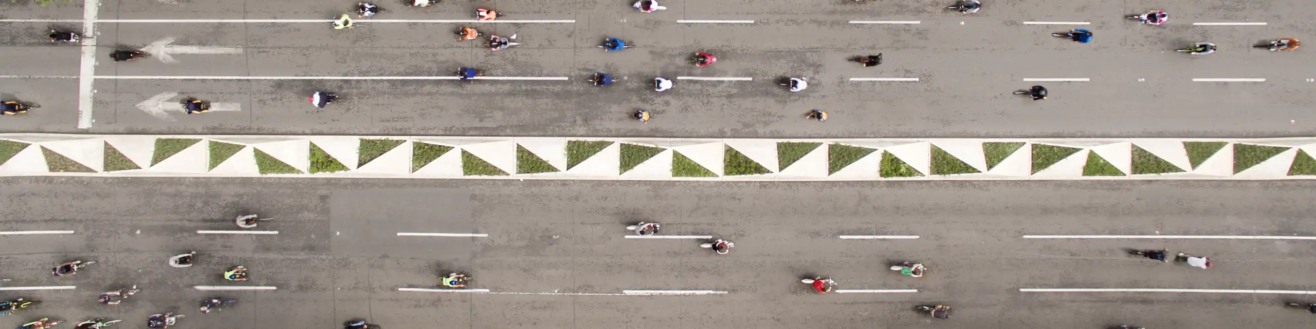 People cycling at Reforma street in Mexico city. 