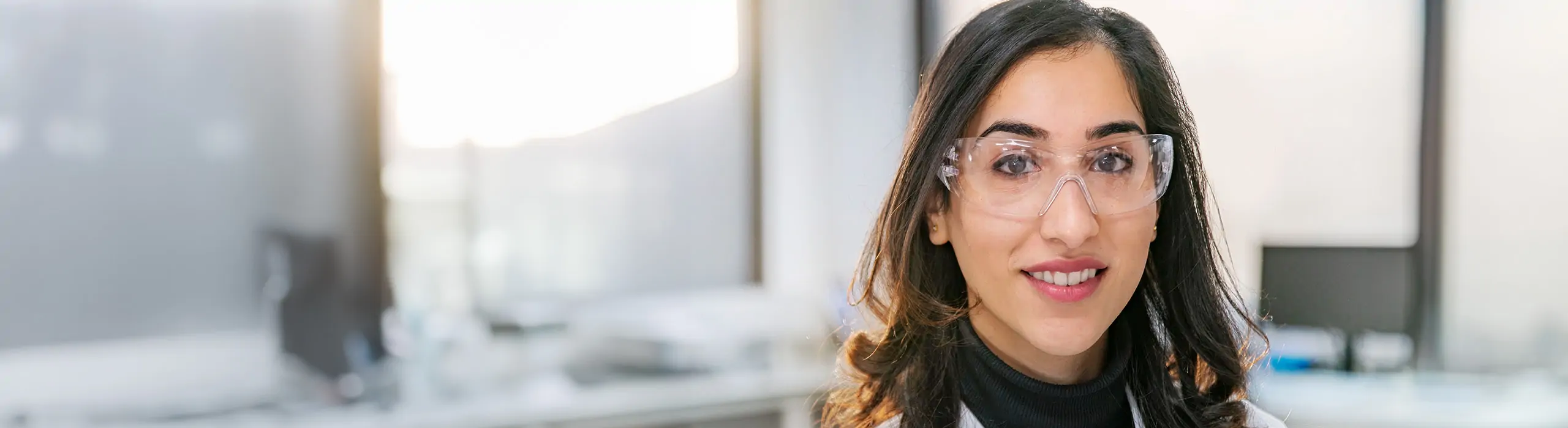 woman wearing safety goggles