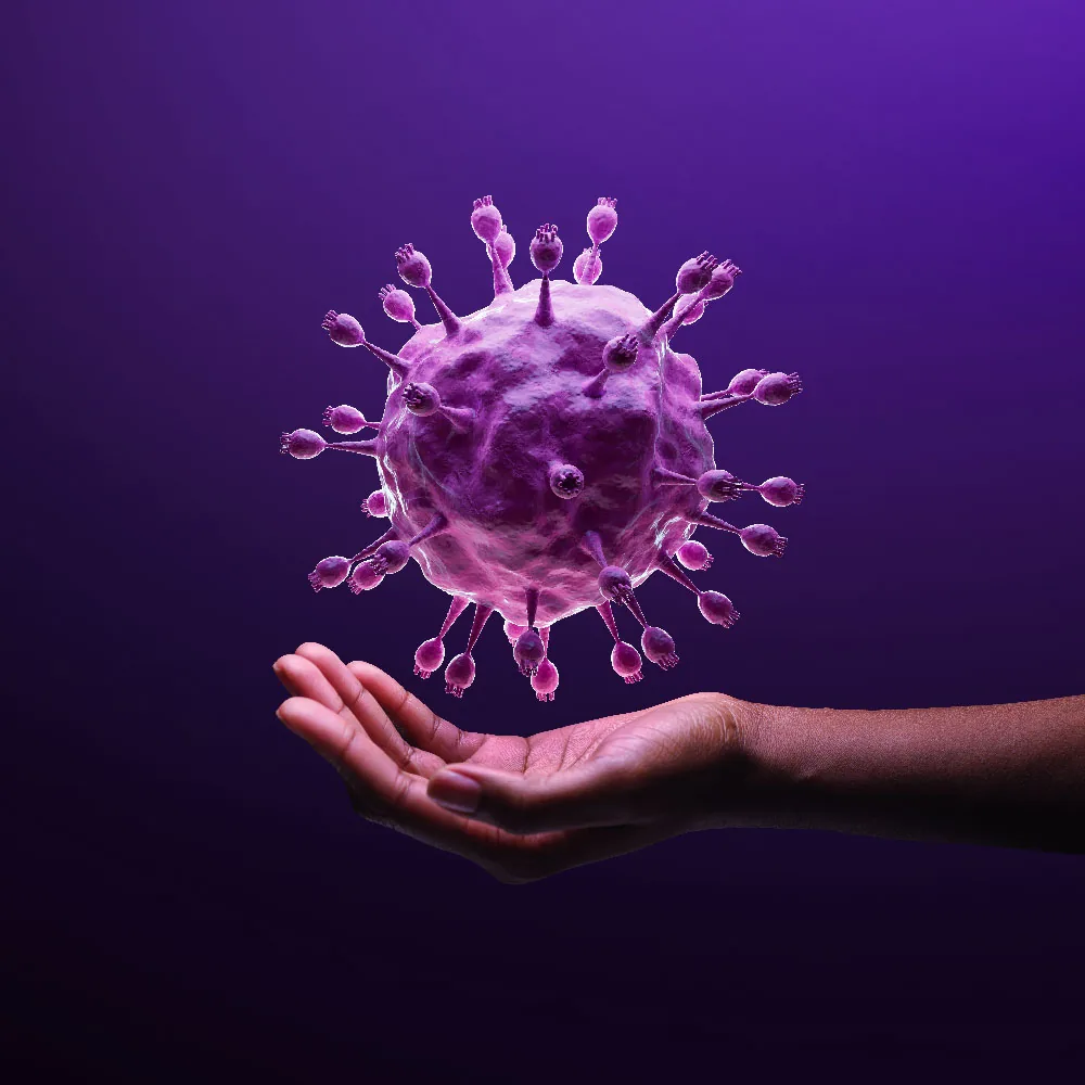 Lentivirus modeled above hand